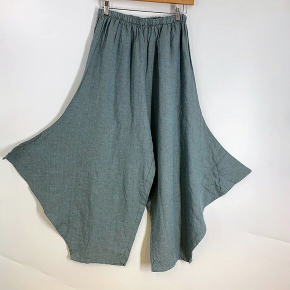 Bryn Walker Women's Linen Wide Leg Lagenlook Wings Flowy Pants Size S